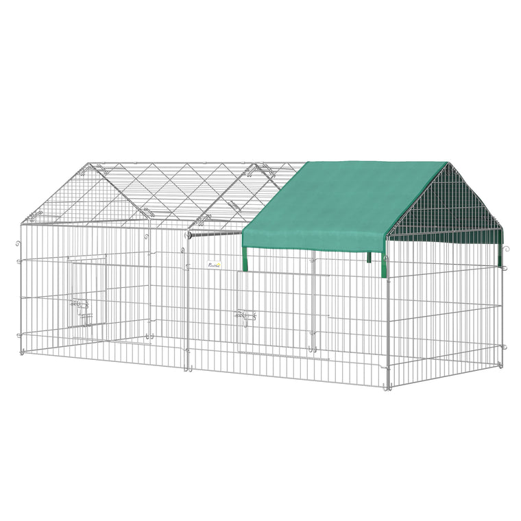 87" x 41" x 41" Green Metal Pet Playpen with Roof & Cover