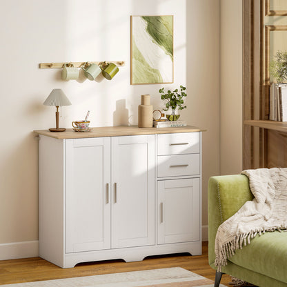 40" Sideboard Buffet Cabinet with 2 Drawers and 3 Doors - White