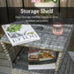 Rattan Wicker Side Table, 21.3" Square Outdoor End Table with Umbrella Hole 2-Tier Storage for Patio Garden Mixed Grey