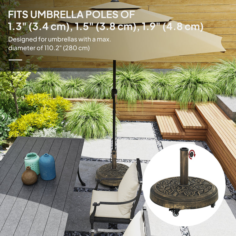 46 lbs Bronze Resin Round Umbrella Base with Wheels