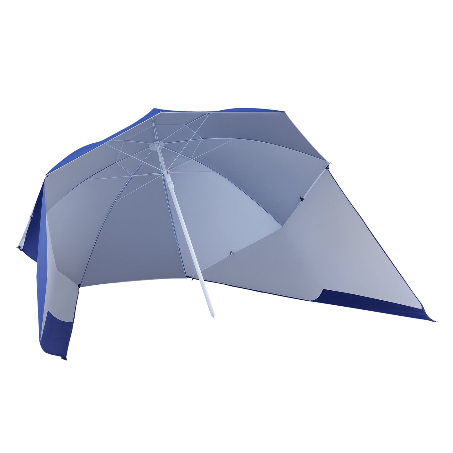 7.5FT 2-in-1 Beach Umbrella with Carry Bag, Umbrella Shelter with Silver Coated UPF50+ UV Protection and Adjustable Height for Camping, Fishing, Backyard, Blue