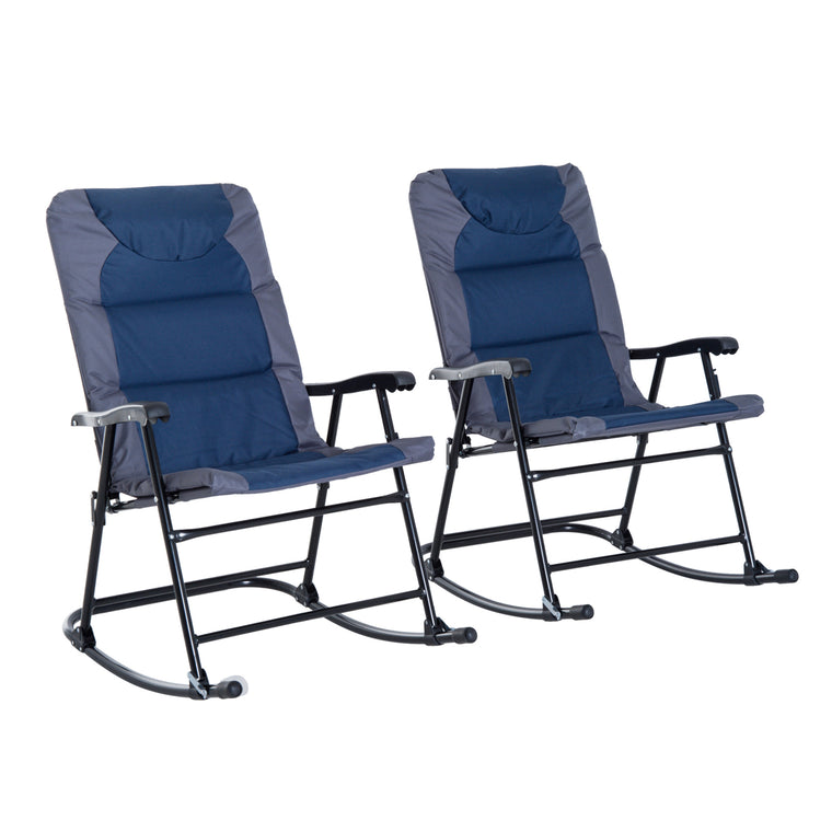 Navy Blue Folding Rocking Chair Set with Armrest