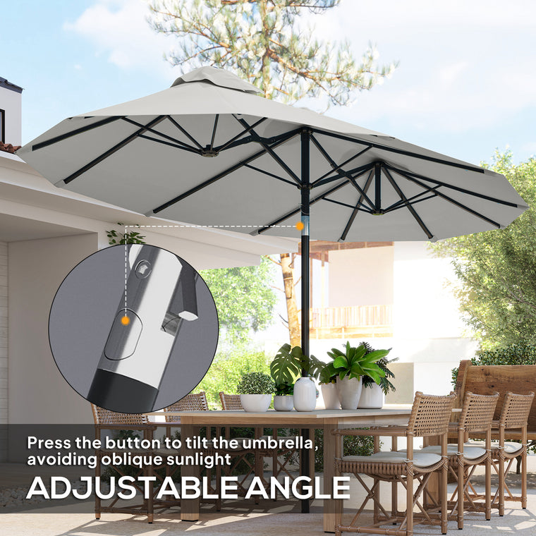9.7' Cream White Double-Sided Umbrella with Tilt & Crank