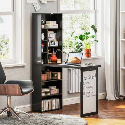 Fold-Out Wall Mount Desk with Whiteboard - Black