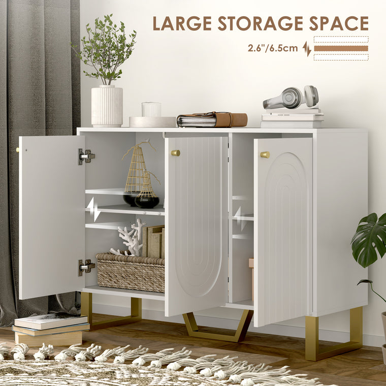 3-Door Sideboard Buffet Cabinet with Storage - White