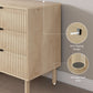 Chest of Drawers, 4 Drawer Dresser with Fluted Panels and Solid Wood Legs, Storage Cabinet for Living Room, Oak