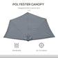 9ft Half Round Patio Umbrella, Outdoor Market Patio Table Umbrella Parasol with Crank Mechanism, 5 Ribs, Grey