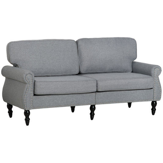 2-Seater Sofa with Rubber Wood Legs - Grey