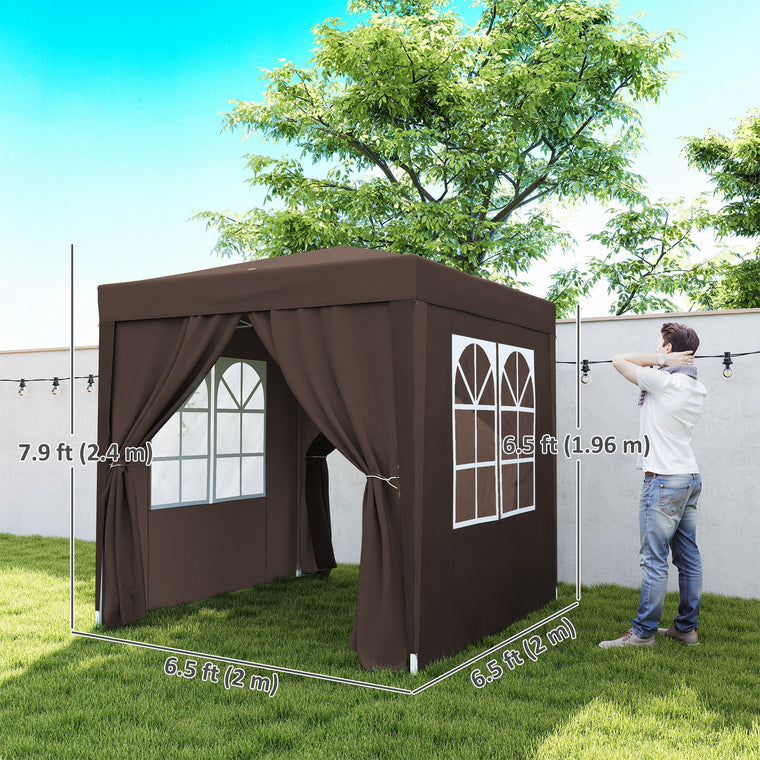 6.6' x 6.6' Coffee Pop-Up Gazebo with Sidewalls & Carry Bag