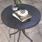 26" Round Patio Table, Outdoor Side Table with Steel Frame and Slat Tabletop for Garden, Balcony, Black