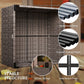 24.4" Patio Wicker Coffee Table, PE Rattan Outdoor Side Table with Tempered Glass Top, Black