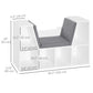 6-Cubby Bookcase with Seat Cushion, Cube Storage Shelf with Reading Nook for Home Office, Study, Grey