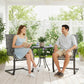 C Spring Motion Patio Chairs Set of 2 with Curved High Backrest, Armrest, All Weather Breathable Fabric, Metal Frame