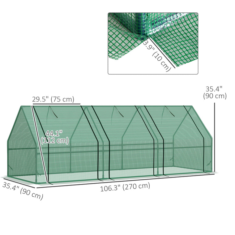 9' x 3' x 3' Green Portable Mini Greenhouse with Zippered Doors