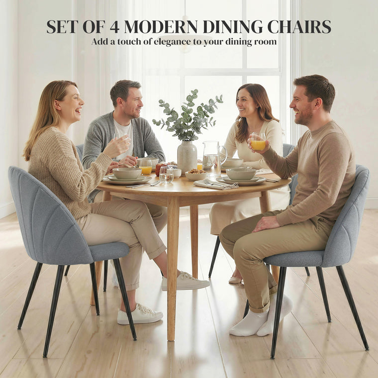 Upholstered Dining Chairs Set of 4 with Metal Legs
