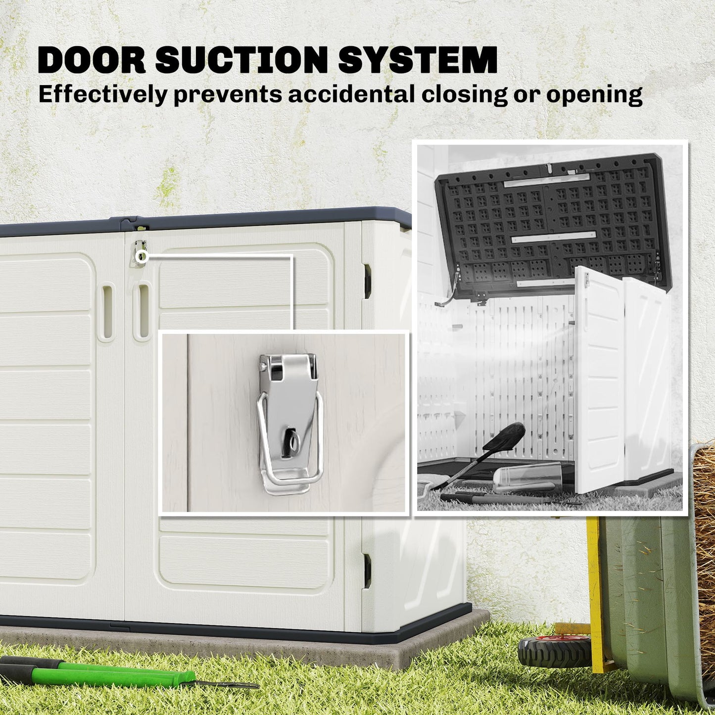 35 Cu.Ft Outdoor Storage Cabinet, Waterproof HDPE Outdoor Storage Shed with Lockable Doors and Openable Top