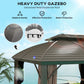 10' x 12' Hardtop Gazebo Canopy with Double Roof, Netting and Curtains for Garden, Backyard, Deck, Coffee