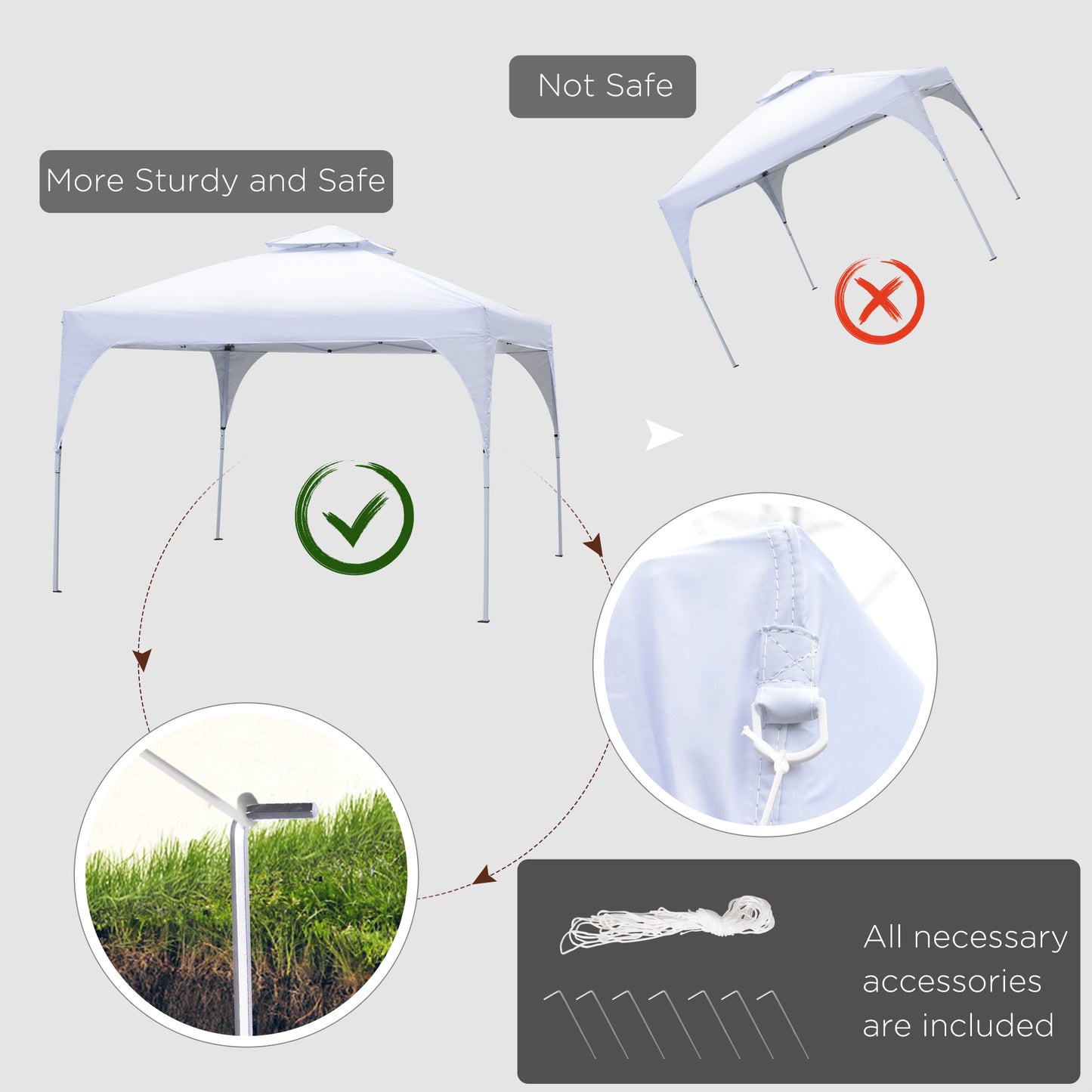 10' x 10' White Pop-Up Party Tent with 2-Tier Vented Roof