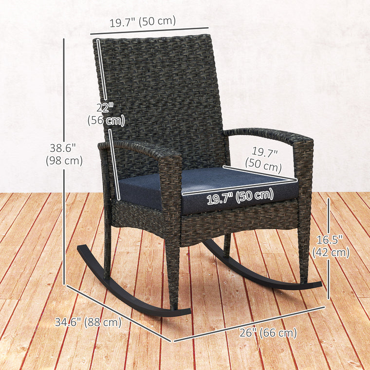 Wicker Rocking Chair with High Back & Armrests
