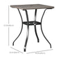 Patio Wicker Dining Table with Umbrella Hole, 34 Inch Outdoor PE Rattan Coffee Table with Plastic Board Under the Woven Table Top for Patio, Garden, Balcony, Mixed Brown