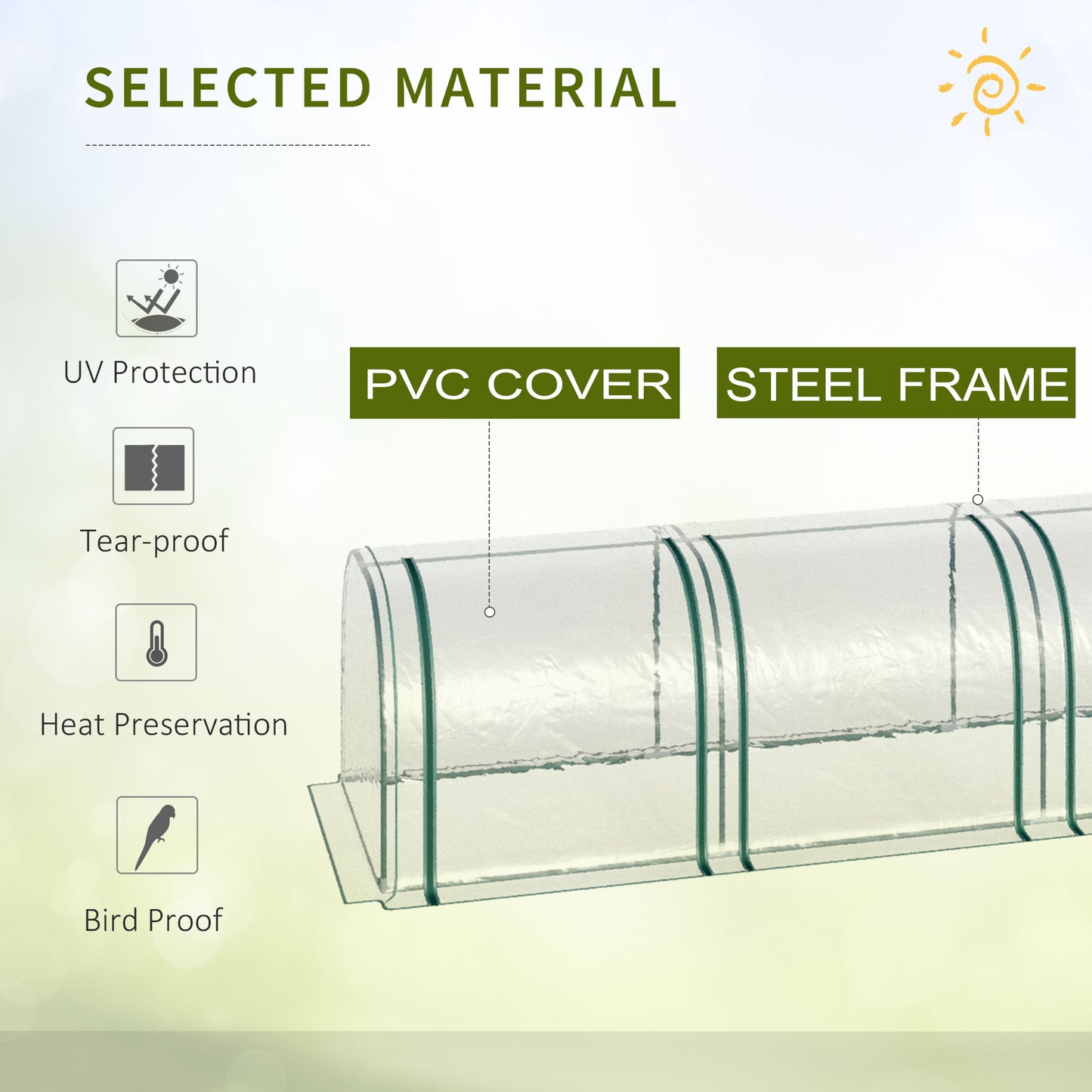 13' x 3' x 2.5' Portable Mini Tunnel Greenhouse with 4 Zipped Doors, Easy Assembly, Clear