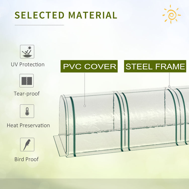 13' x 3' x 2.5' Clear Mini Tunnel Greenhouse with 4 Zipped Doors
