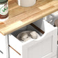 Kitchen Cart on Wheels, Rolling Kitchen Island Cart with Wood Top, 3 Drawers and Shelves for Home Dining Area