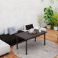 Metal Outdoor Side Table, Rectangle Patio Coffee Table with Woodgrain Tabletop for Outside Garden, Brown