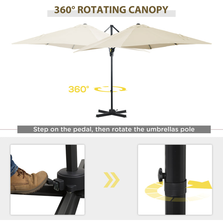 8' x 8' White Square Offset Umbrella with Crank & Tilt