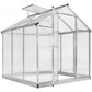 6' x 8' x 6.4' Polycarbonate Greenhouse, Aluminum Walk-In Green House Kit Garden, Plants Grow with Rain Gutter and Roof Vent, Silver