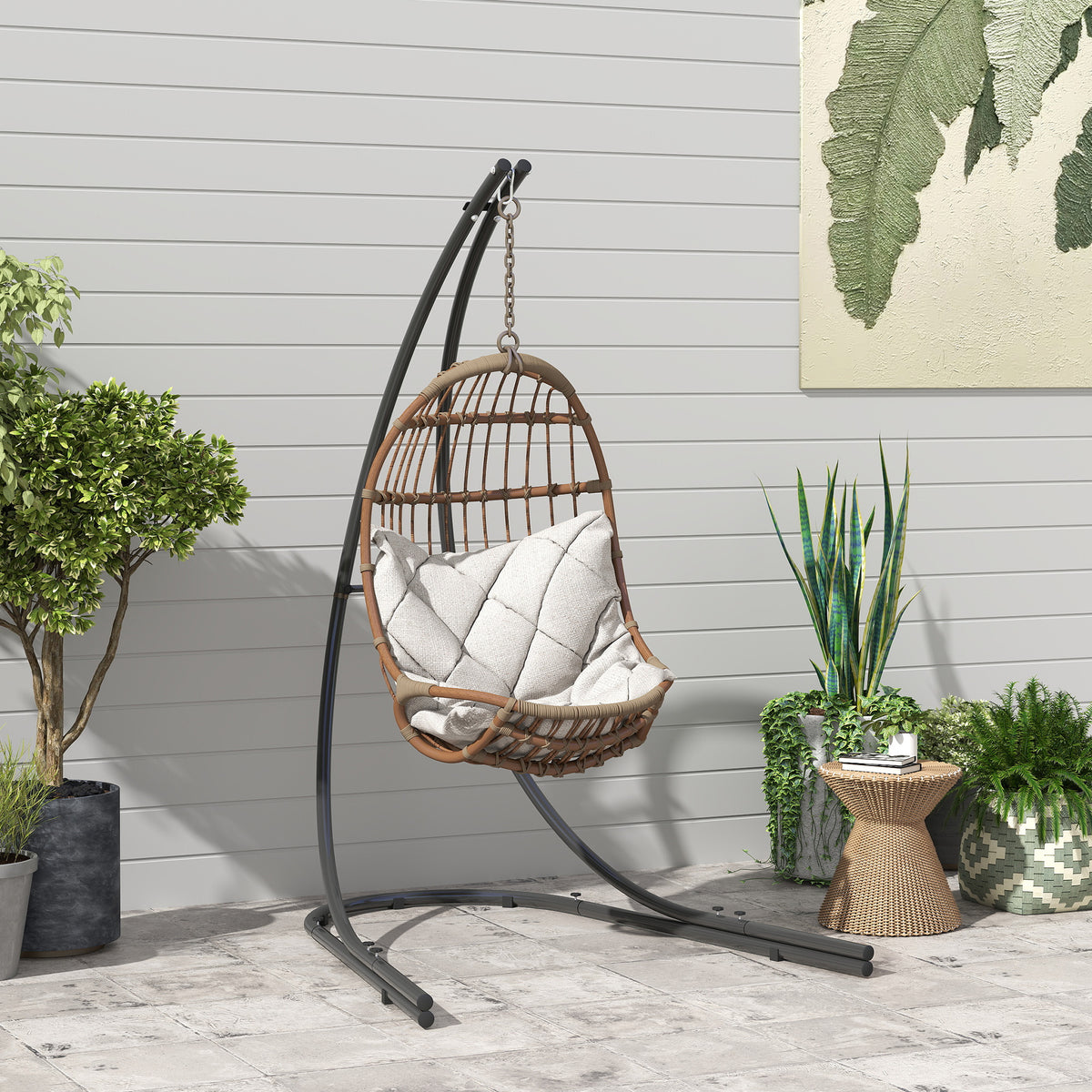 Hammock Chair Stand, Heavy Duty Steel Hanging Chair Stand for Swing Chair, Egg Chair Stand with Extra Large Base, Black