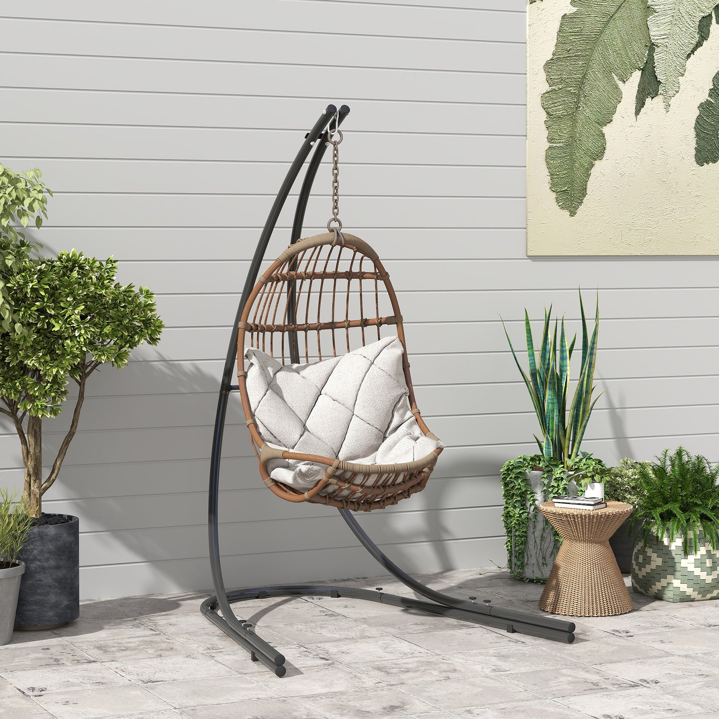 Hammock Chair Stand, Heavy Duty Steel Hanging Chair Stand for Swing Chair, Egg Chair Stand with Extra Large Base, Black