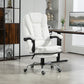 High Back Office Chair PU Leather Executive Office Chair with Retractable Footrest Padded Armrest White