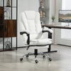 High Back Office Chair PU Leather Executive Office Chair with Retractable Footrest Padded Armrest White