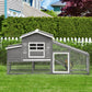 79" Wooden Chicken Coop, Outdoor Hen House, Poultry Habitat with Removable Tray, Nesting Box, Run, Ramp, Grey