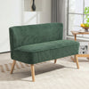 Modern 2 Seater Sofa, Upholstered Two Seater Couch with Rubber Wood Legs, Green