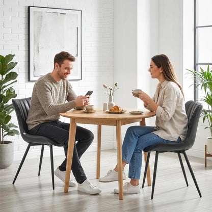 PU Leather Dining Chairs Set of 2 with Steel Legs