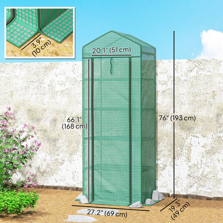 27.25" x 76" 5-Tier Mini Greenhouse with Steel Frame