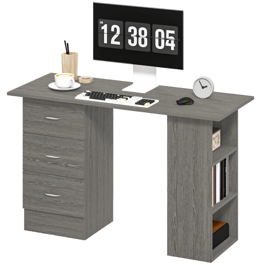 47" Computer Desk with 3-Tier Shelves - Grey