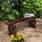 2-Person Outdoor Bench, Wood Garden Bench with Wagon Wheel Legs, Slatted Seat for Patio, Park, Backyard, Natural Wood