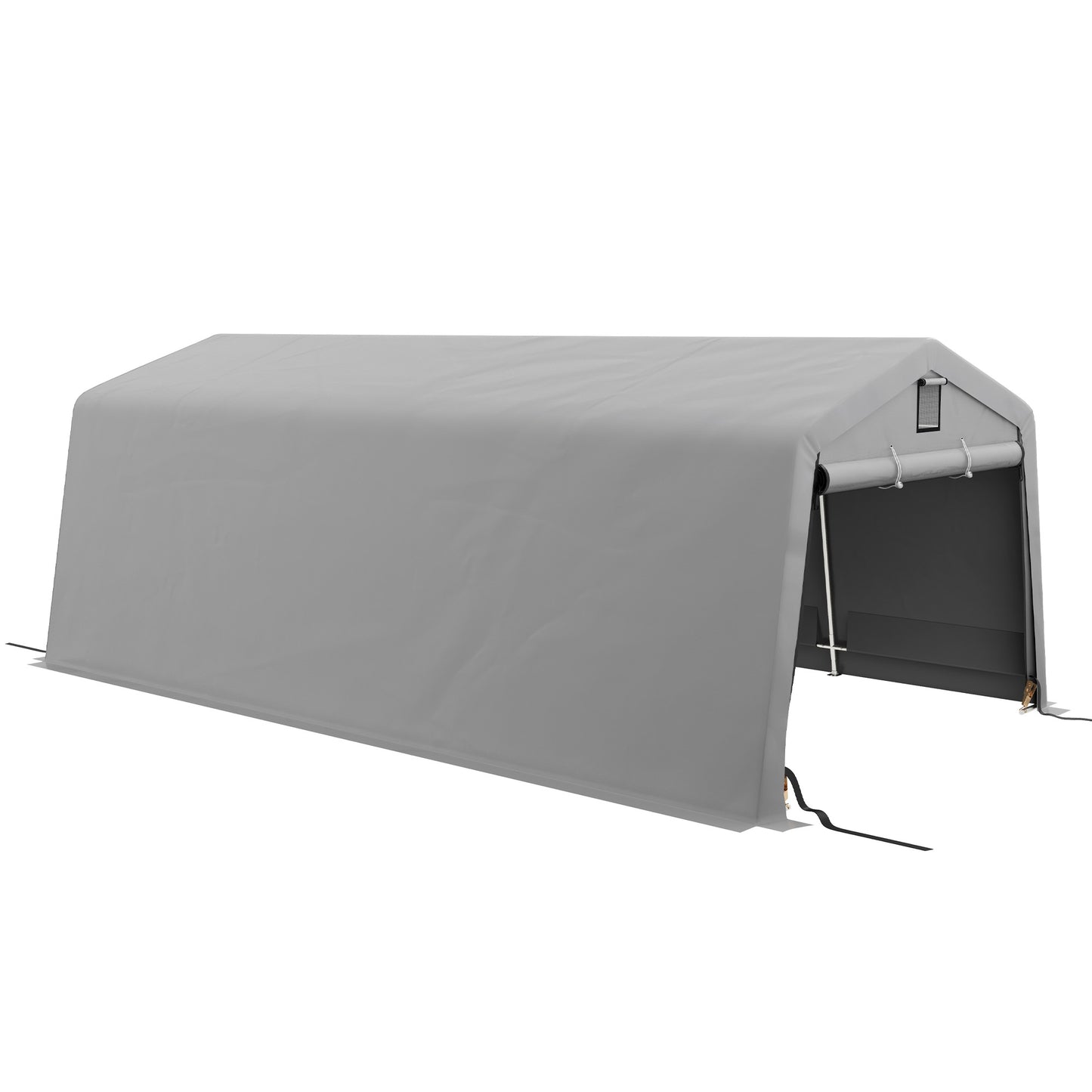 Portable Garage, Heavy Duty Carport Canopy with Ventilation Windows and Large Roll-up Door, Dark Grey