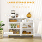 Accent Sideboards, Kitchen Storage Cabinet with 4 Doors, Adjustable Shelves, Metal Base for Living Room, Hallway, White