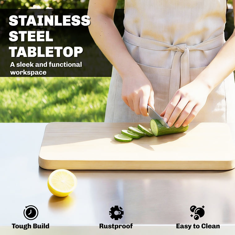 Stainless Steel Grill Cart with Shelves and Wheels
