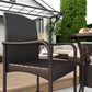 3 Pieces Patio Bar Set, Rattan Bistro Table and Chairs, Outdoor Conversation Furniture Set with Ice Bucket, Dark Brown