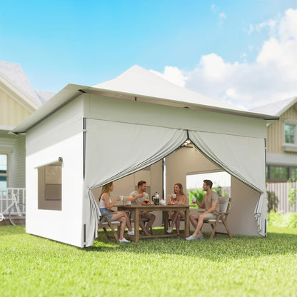12' x 12' Silver Pop-Up Canopy Tent with Peak Top & Side Pockets