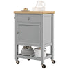 Rolling Kitchen Island Cart with Wood Top - Grey