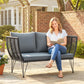 Outdoor Couch Patio Sofa with Cushions, 2 Seater Patio Furniture Loveseat with Galvanized Steel Frame, Light Grey