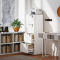 Lockable Filing Cabinet with 4 Fluted Drawers, File Cabinet with Adjustable Hanging Rails for A4 Letter Files, White