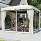 10' x 10' Outdoor Patio Gazebo, Double Soft-top Garden Shelter Tent with Curtains & Mesh Screen Drapes, Cream White