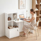 Computer Desk, Office Desk with Bookshelf, File Drawer and Legal Hanging File Holders, White Wood Grain